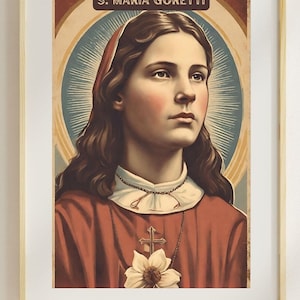 Vintage Saint Maria Goretti Print: Retro Catholic Home Decor (Digital File)