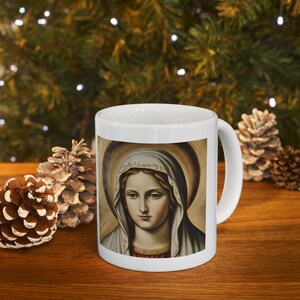 Blessed Virgin Mary Coffee Mug: Catholic Gift, Saints Mug