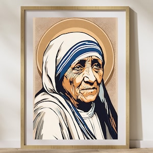 Cartão Sagrado Vintage de Santa Teresa de Calcutá: Decoração Católica para Casa (Arquivo Digital)