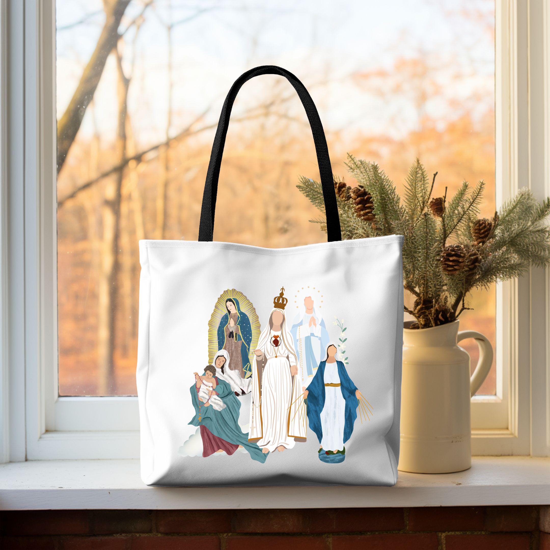 Blessed Virgin Mary Tote Bag: Catholic Polyester Shoulder Bag - Etsy