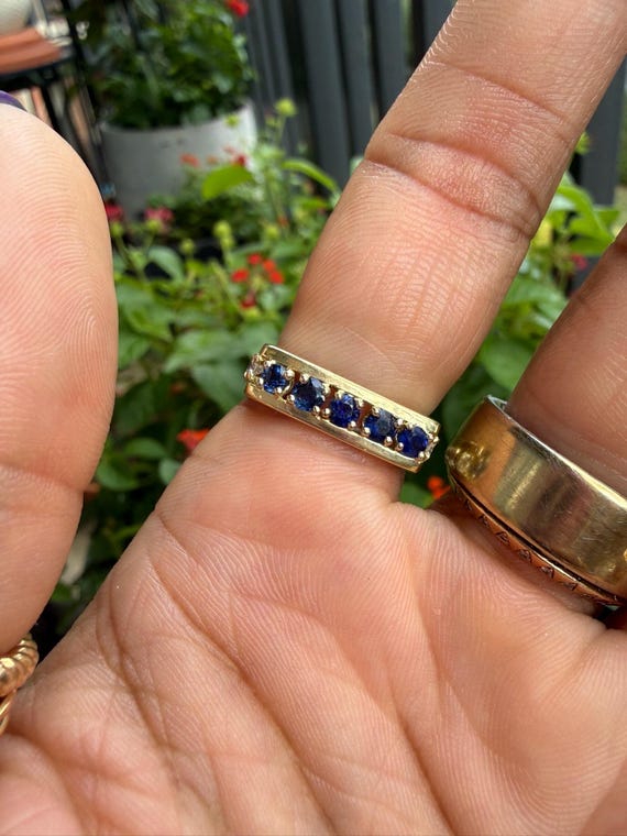 18k Diamond Sapphire Ruby Square ring - image 4