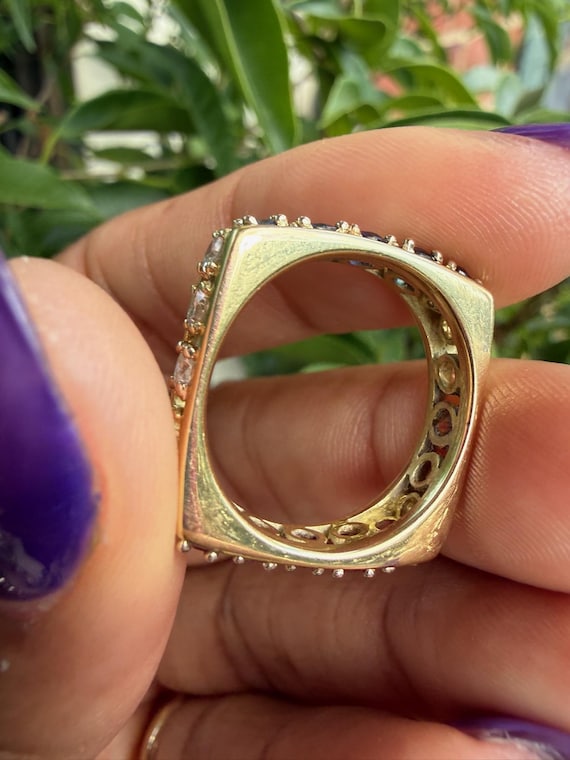 18k Diamond Sapphire Ruby Square ring - image 8