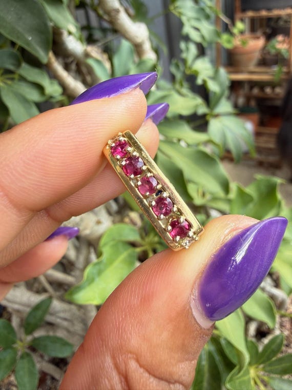 18k Diamond Sapphire Ruby Square ring - image 7