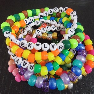 SINGLE Kandi Bracelet Colorful Beaded Rave Bracelets for Music Festivals /  Rave / Kandi Kit / Candy Bracelet / Pony Beads 