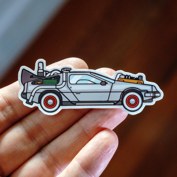 DeLorean Car Sticker, Back To The Future Sticker, 80's Sci-Fi Movie Sticker