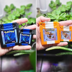 Mega Charizard X And Dynamax Charizard  Game Boy Cartridge Keychain Small And Medium