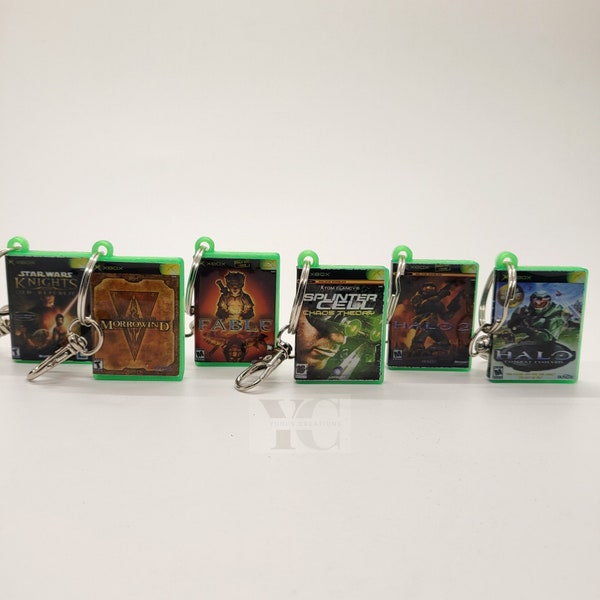 XBox Original Classic game mini box keychain - Halo - Halo 2 - Splinter Cell - Fable - Morrowind - StarWars Knight Old Republic