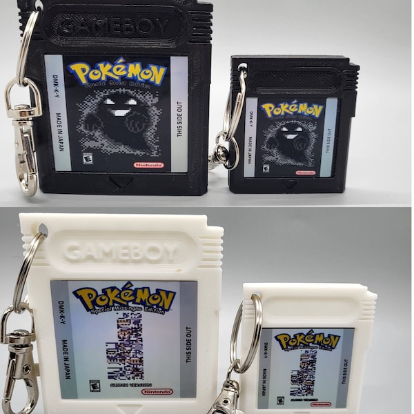 Gameboy Cartridge Keychain - Mini and Real Size | Black & White MissingNo and Ghost Pokemon