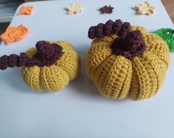 2er Set gehäkelte Kürbisse für Herbst Dekor, handgemachter gehäkelter Kürbis, Bauernhaus Dekor