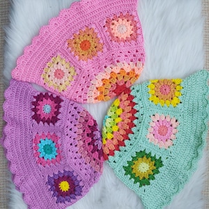 Crochet Flower Bucket Hat, Colorful Summer Hat, Vintage Style Hat