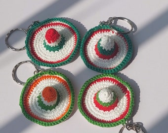 Crochet Sombrero Keychain | Handmade Mexican Hat Keyring