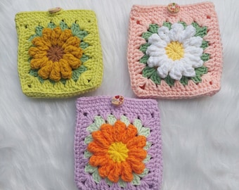 Small Flower Crochet Pouch, Handmade Coin Purse Wallet For Woman
