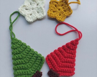 Crochet Christmas Ornament Decoration, Christmas wrapping tag, Handmade gift