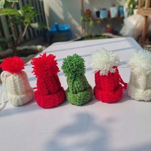Crochet Christmas tree Hat Ornaments, Set of 2 or 3Crochet Christmas Tree Hat Ornaments, Mini Holiday Decorations, Handmade Xmas Decor