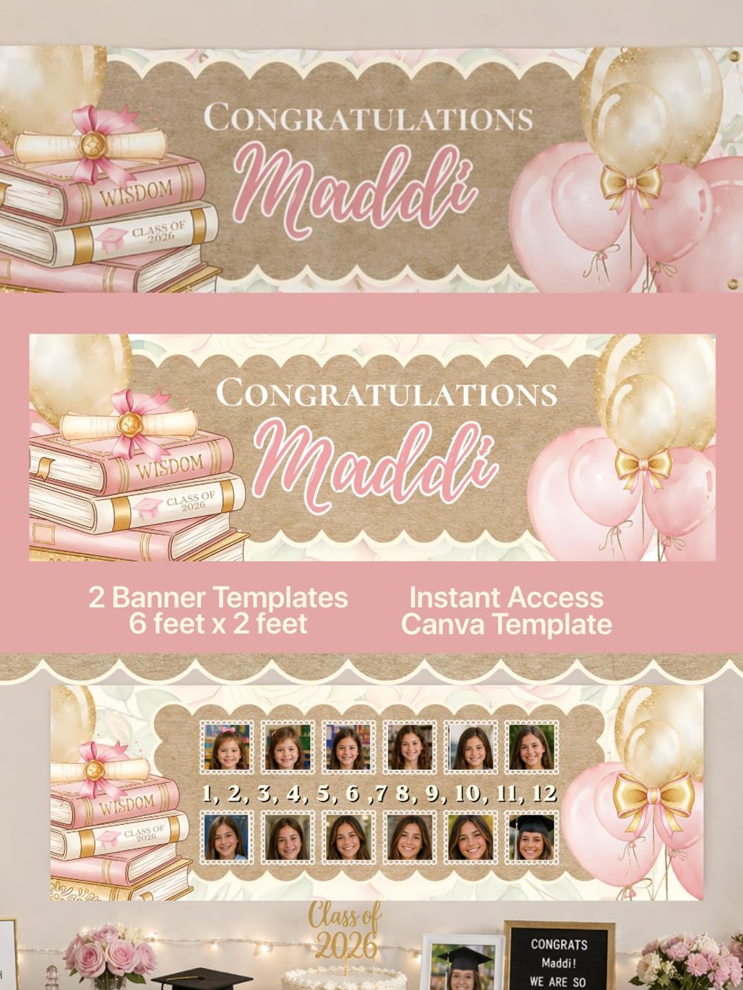 Personalized Graduation Photo Timeline Banner | Class of 2026 Grad ...