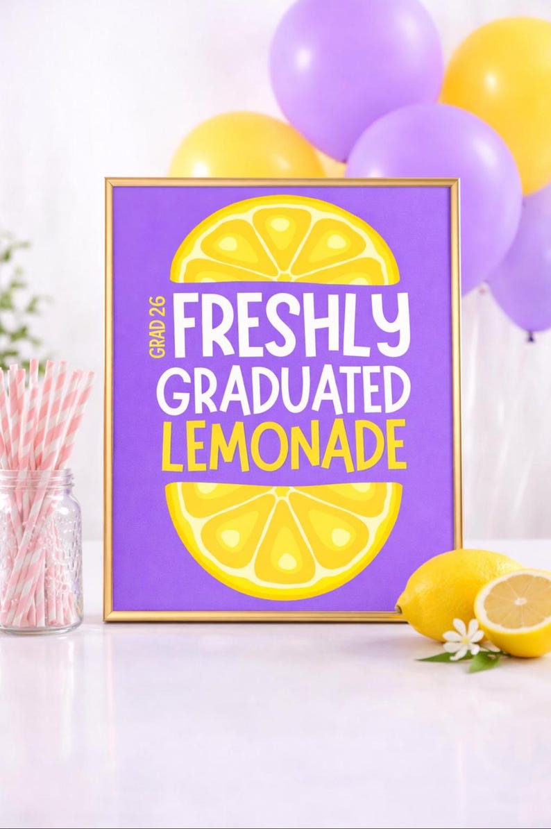 Graduation Lemonade Bar Sign, Class of 2026 Party Decor (instant ...