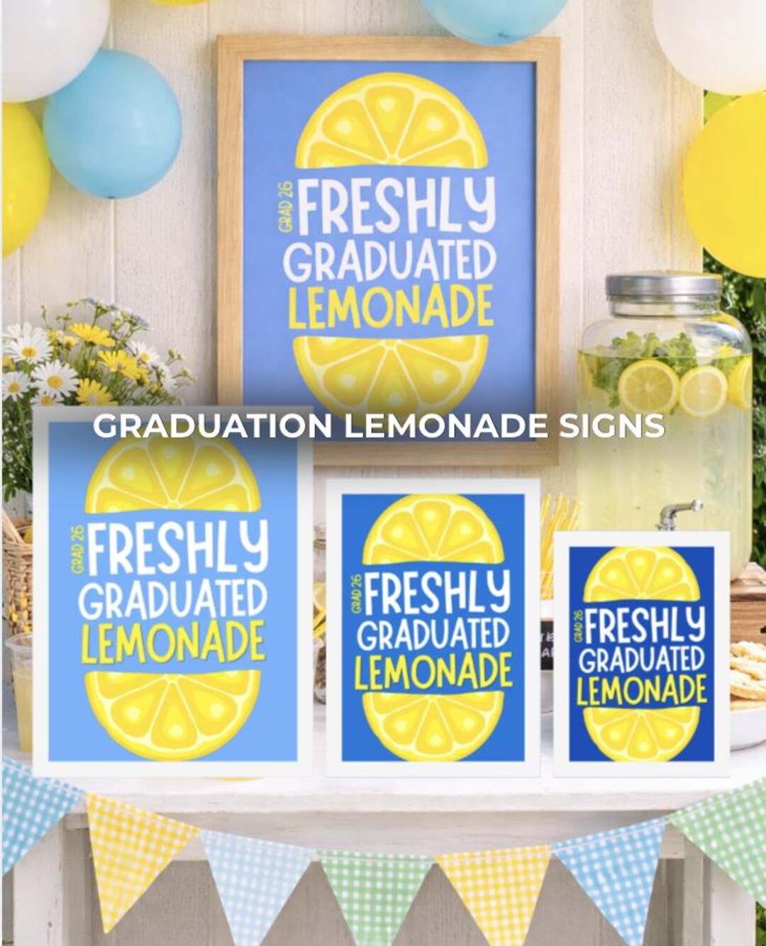 Blue Graduation Lemonade Bar Sign, Class of 2026 Party Decor, Printable ...