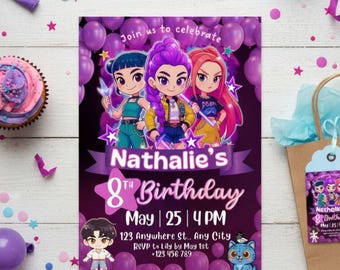 Kpop Demon Hunters Birthday Invitation | Editable Anime Template (Digital Download)