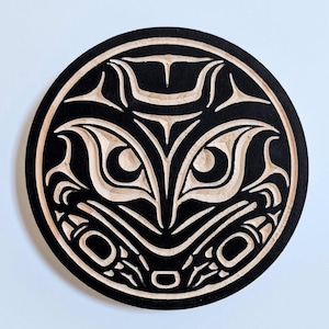 Coast Salish &#39;Frog&#39; Indigenous Design by Francis Horne Sr. Pacific West Coast Native Art | Wood Wall Plaque | Home Decor | Gift for