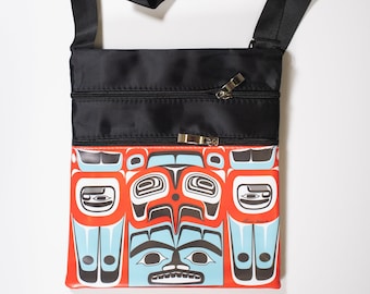 Coast Salish 'Eagle & Bear' Indigenes Design von Francis Horne Sr | Crossbody Geldbörse | Alltagstasche | Pacific Northwest Native Art | Geschenk für