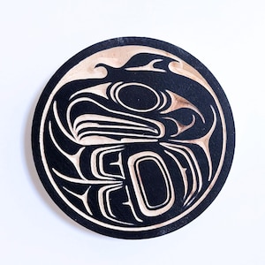 Coast Salish &#39;Young Eagle&#39; Indigenous Design by Francis Horne Sr. Pacific West Coast Native Art | Wood Wall Plaque | Home Decor | Gift for