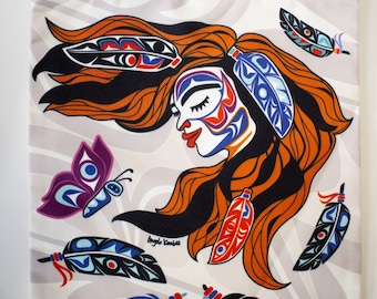 Coast Salish 'Joyous' Indigenous Design by Angela Kimble Tote Bag | Pacific West Coast Native Art | Eco Friendly | Reusable | Grocery Bag