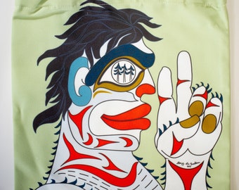Coast Salish 'Sasquatch' Indigenous Design by Douglas LaFortune Tote Bag | Pacific North West Native Art | Eco Friendly | Reusable | Grocery