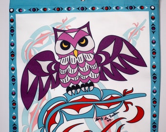 Coast Salish 'Playful Owl' Indigenous Design by Douglas LaFortune Tote Bag | Pacific North West Native Art | Eco Friendly | Reusable | Gift