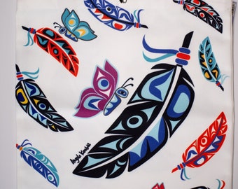 Coast Salish 'Feather' Indigenous Design by Angela Kimble Tote Bag | Pacific North West Native Art | Eco Friendly | Reusable | Grocery Tote