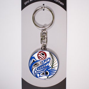 Coast Salish &#39;Wolf Harvest&#39; Indigenous Design by Joe Wilson Pacific West Coast Native Art | Keychain | Keyholder | Keyring | Christmas Gift