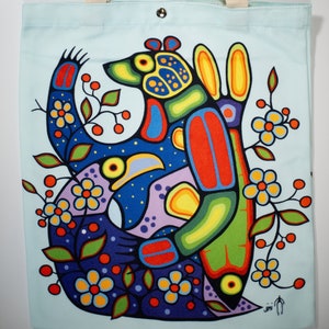 Eabametoong &#39;Life Cycle&#39; Indigenous Design by Jim Oskineegish Tote Bag | Pacific North West Native Art | Eco Friendly | Reusable | Grocery