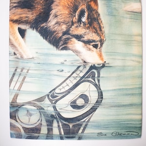 Inheems ontwerp 'Wolf' van Sue Coleman | Inheemse kunst in het noordwesten van de Stille Oceaan | Milieuvriendelijk | Herbruikbaar | Boodschappentas | Cadeau voor hem haar
