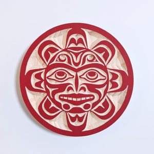Coast Salish &#39;Copper Sun&#39; Indigenous Design by Joe Wilson Pacific West Coast Native Art | Wood Wall Plaque | Home Decor | Housewarming Gift