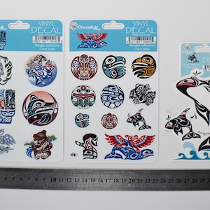 Coast Salish Indigenous Design von Douglas LaFortune Vinyl Aufkleber Aufkleber | Laptop Aufkleber | Becher Aufkleber | Indianerkunst des pazifischen Nordwestens