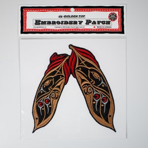 First Nations &#39;Feather&#39; Design by Gene Suyu | Iron-On 18cm Embroidered Patch | Decorative Patch | Pacific North West Coast Native Art | Gift