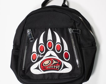 Salish 'Paw' Indigenous Design by Jason Peters | Mini Backpack | Knapsack | Everyday Bag | Pacific Northwest Native Art | Gift for