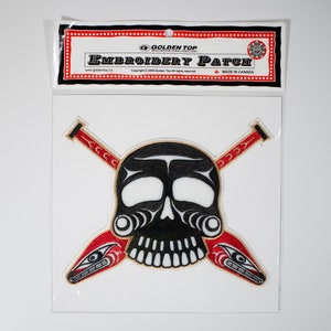 Coast Salish &#39;Expedition&#39; Indigenous Design by Francis Horne Sr. | Iron-On 10cm or 18cm Embroidered Patch | Pacific North West Native Art