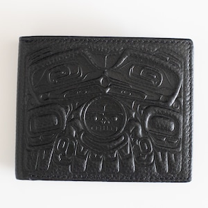 Coast Salish 'Northern Eagle' Indigenous Design by Francis Horne Sr. | Embossed Top Grain Leather Bi-fold Wallet | Pacific North West Native