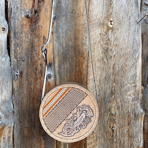 10” Floral Tooled Canteen Purse