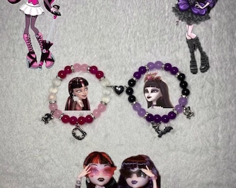 Monster high Draculaura and Elissabat matching bracelets