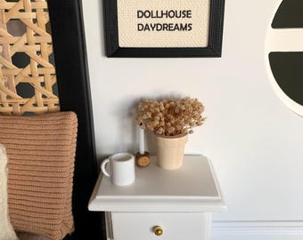Dollhouse Miniature Canvas Art: "Dollhouse Daydreams" Black Frame
