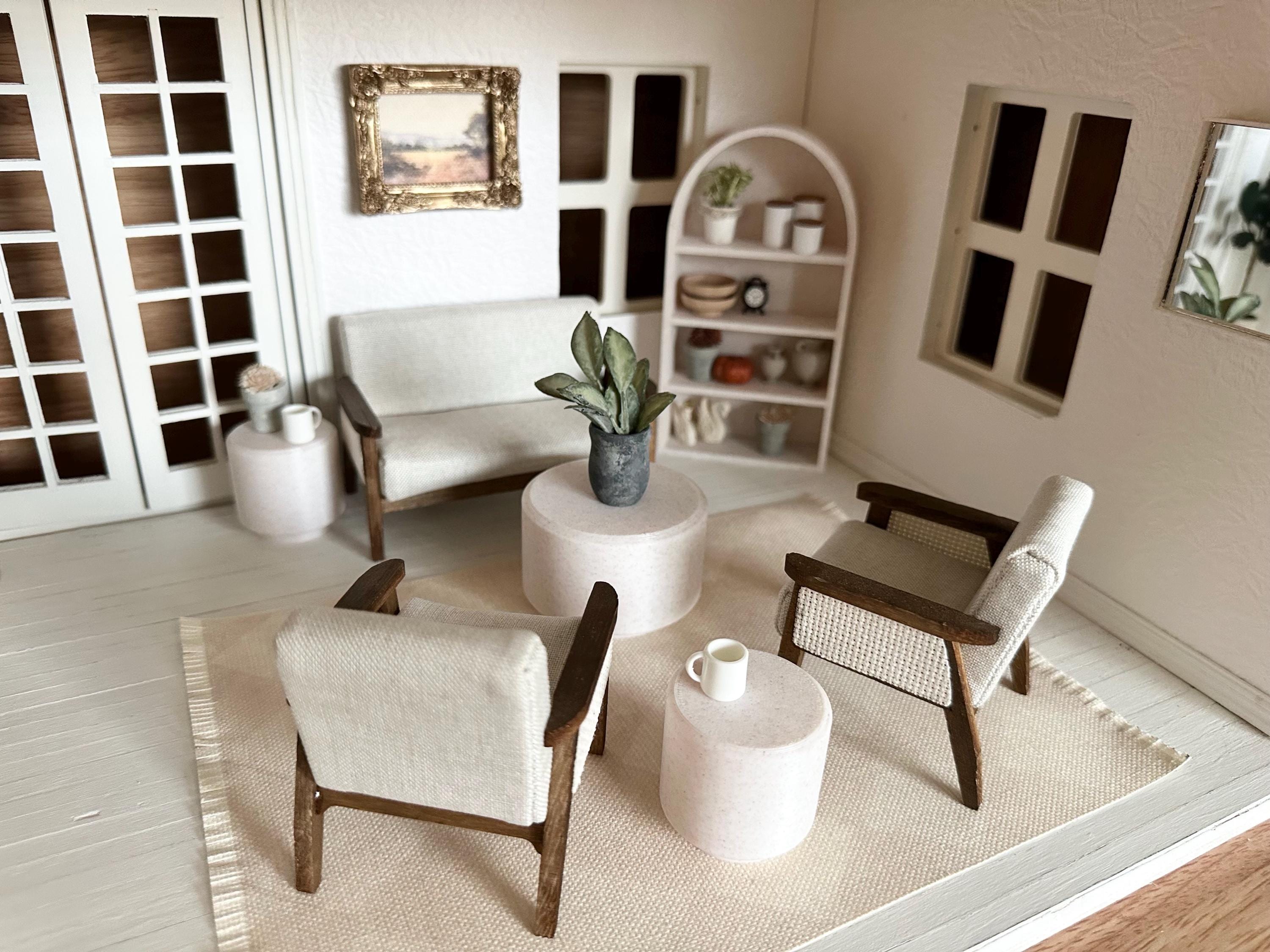 Mini Table Barbie Dollhouse 1:6 Barbie Scale Miniature Marble Coffee Table and ...