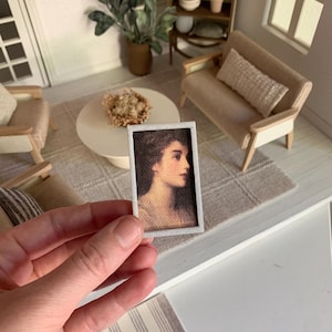 Dollhouse miniature marble framed classy art; Dollhouse miniature vintage art decor framed mini art