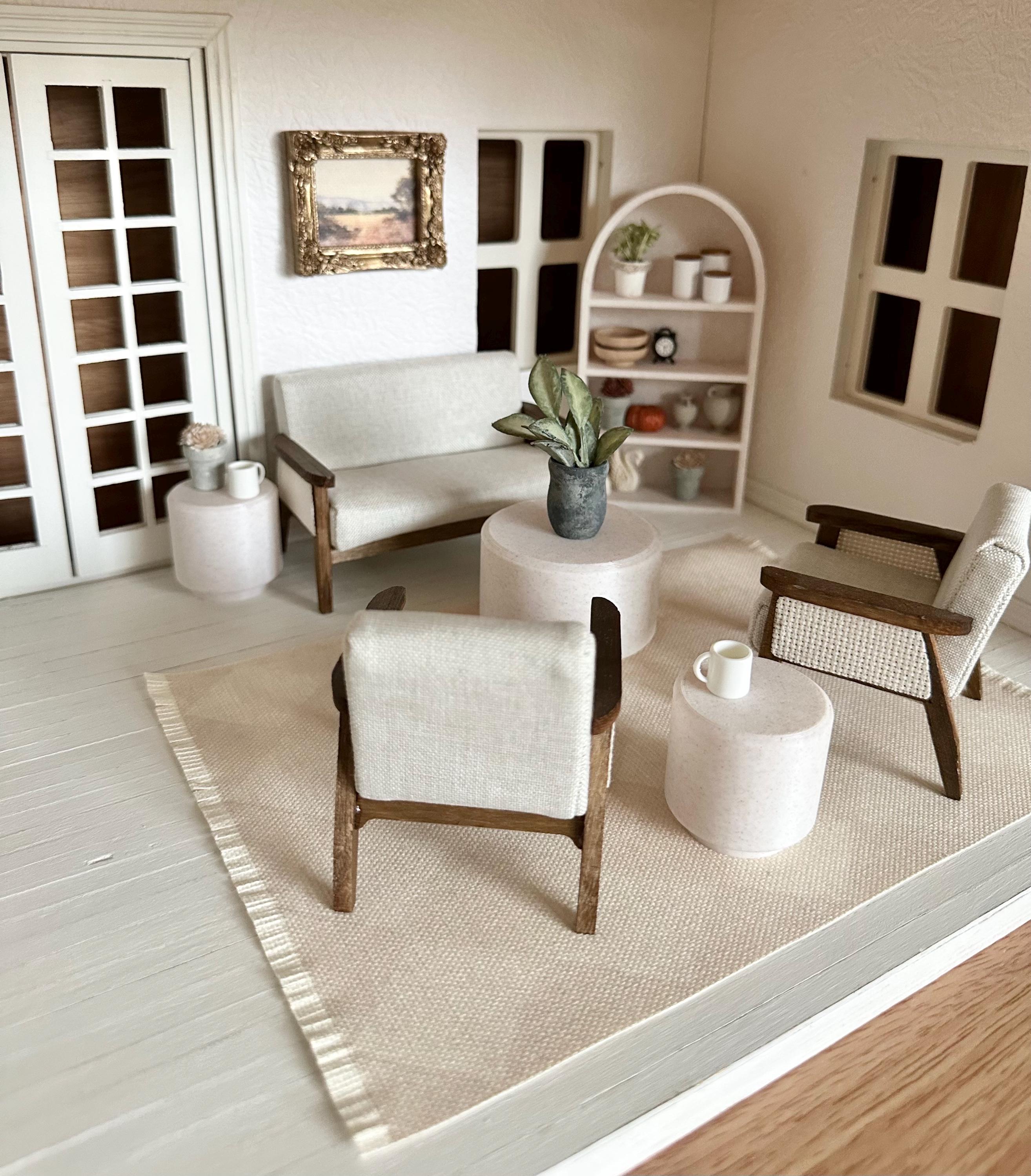 Mini Table Barbie Dollhouse 1:6 Barbie Scale Miniature Marble Coffee Table and ...