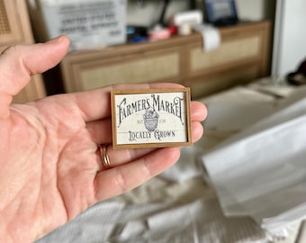 Dollhouse Miniature Vintage Farmhouse Art; mini doll farmers market art frame living room decor miniature accessories wall art