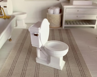 dollhouse miniature 1:12 scale white toilet with bronze faux flusher