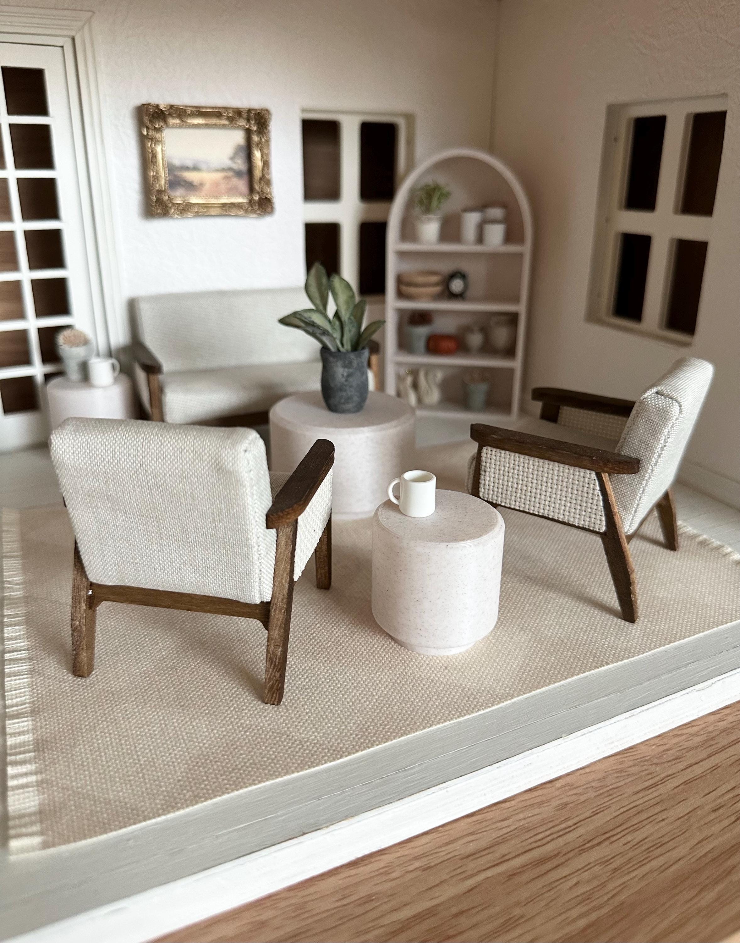 Mini Table Barbie Dollhouse 1:6 Barbie Scale Miniature Marble Coffee Table and ...