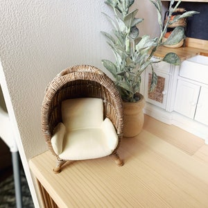 Dollhouse Miniature Rattan Egg Chair - Cream