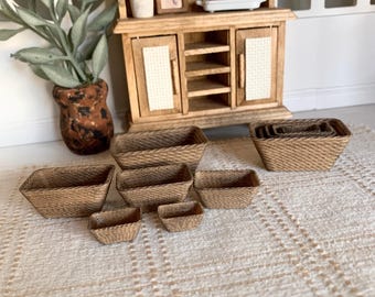 Set van geweven miniatuur poppenhuis: boerderijdecor, set van 6 inch