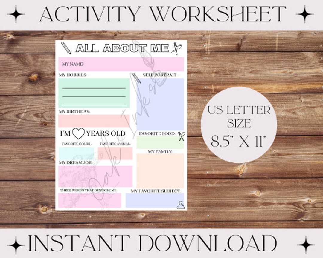 All About Me Worksheet | Colorful | Printable | Kindergarten | Favorite ...